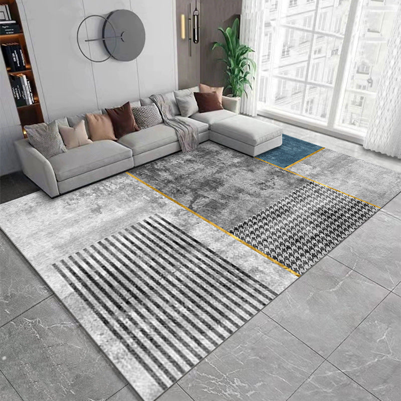 Modern Geometric Stain-Resistant Polyester Carpet