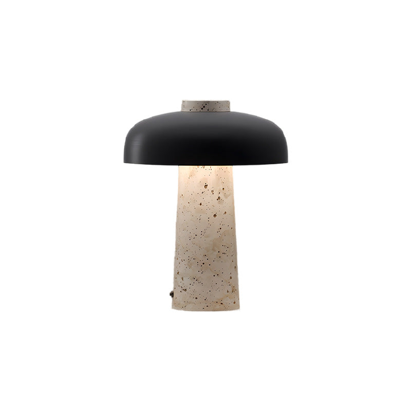 Yellow Travertine Mushroom Table Lamp Warm Light Bedside Decor