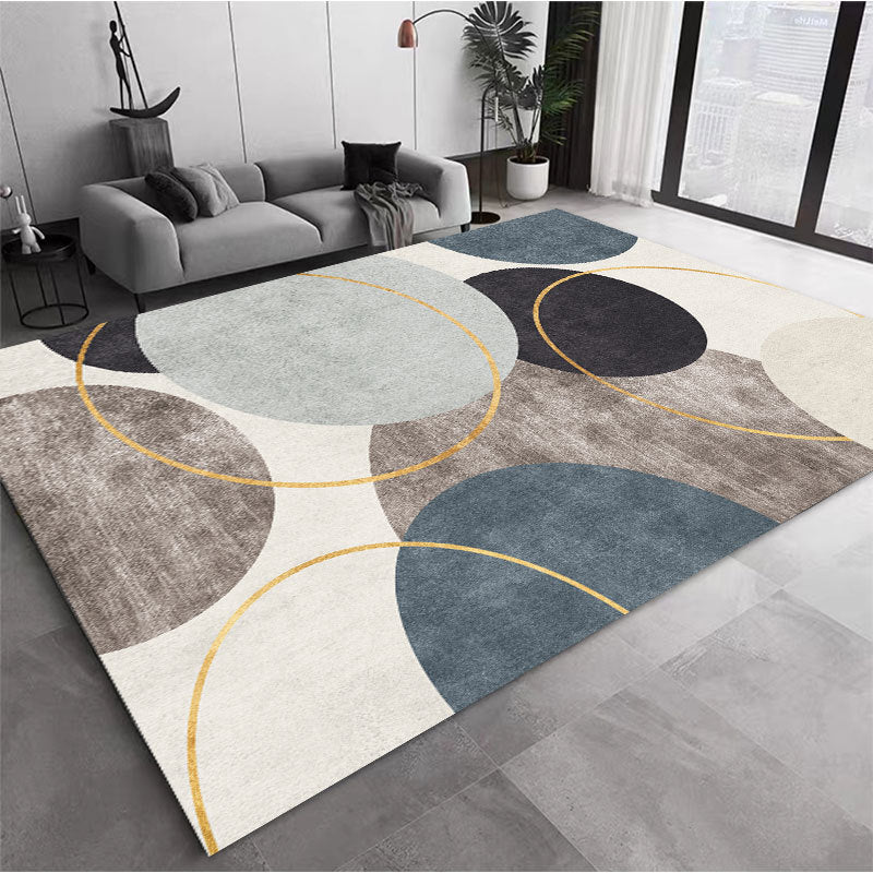 Modern Geometric Stain-Resistant Polyester Carpet
