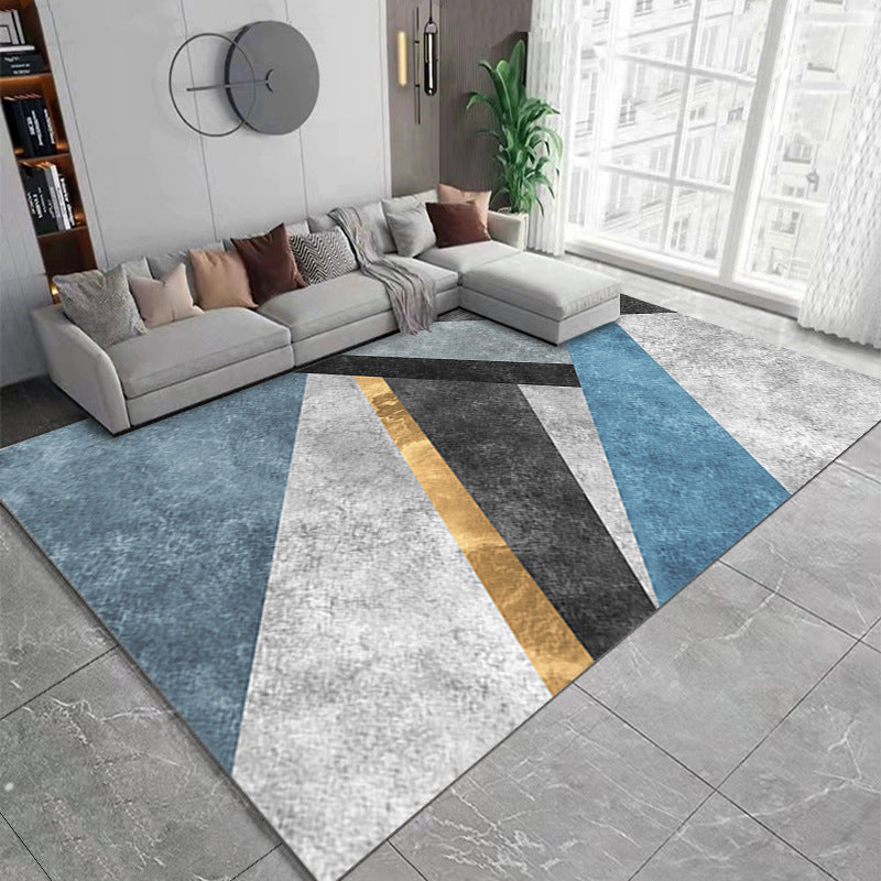 Modern Geometric Stain-Resistant Polyester Carpet