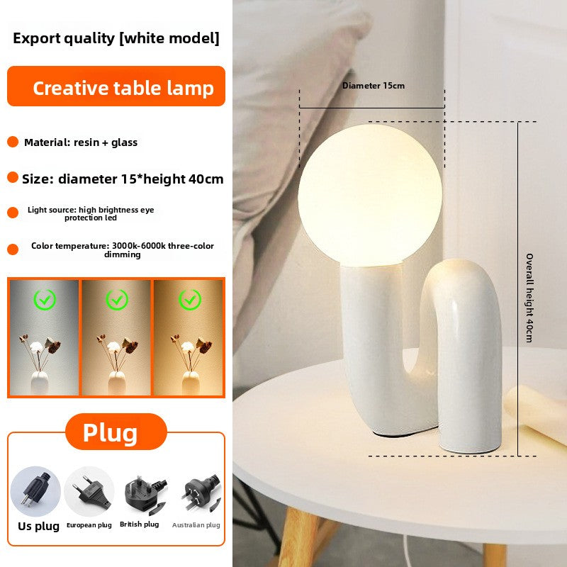 Postmodern Resin and Glass Table Lamp with Three-Color Dimming