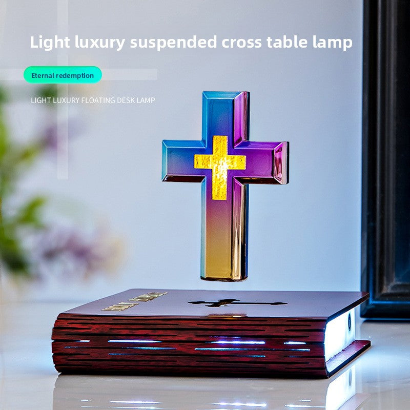 Magnetic levitation cross-shaped table lamp ornament