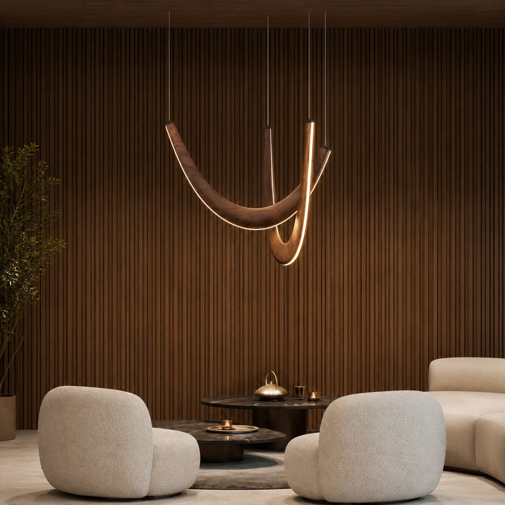 Artistic Living Room And Dining Room Minimalist Modern Solid-wood U-shaped Chandelier  New Design