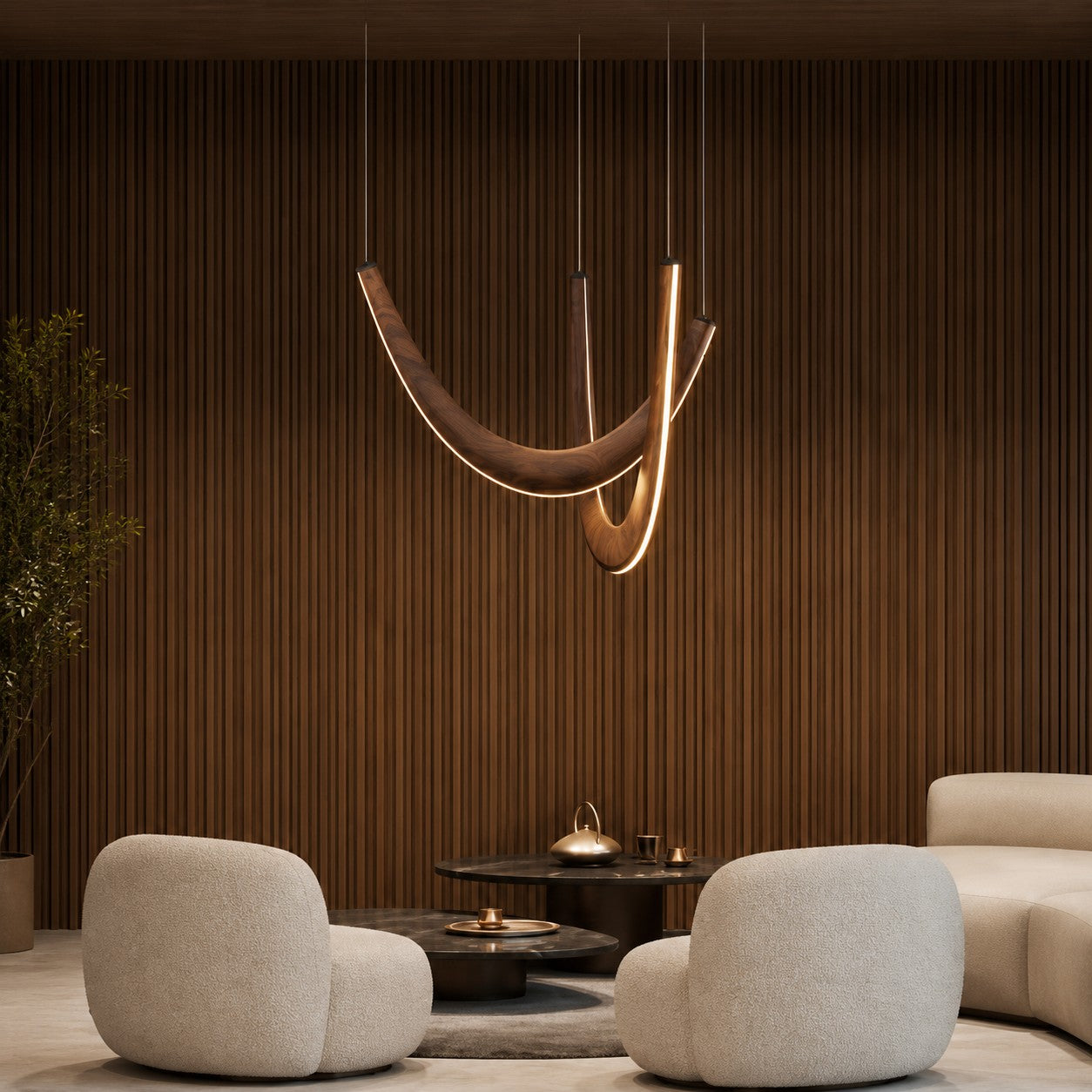 Artistic Living Room And Dining Room Minimalist Modern Solid-wood U-shaped Chandelier  New Design