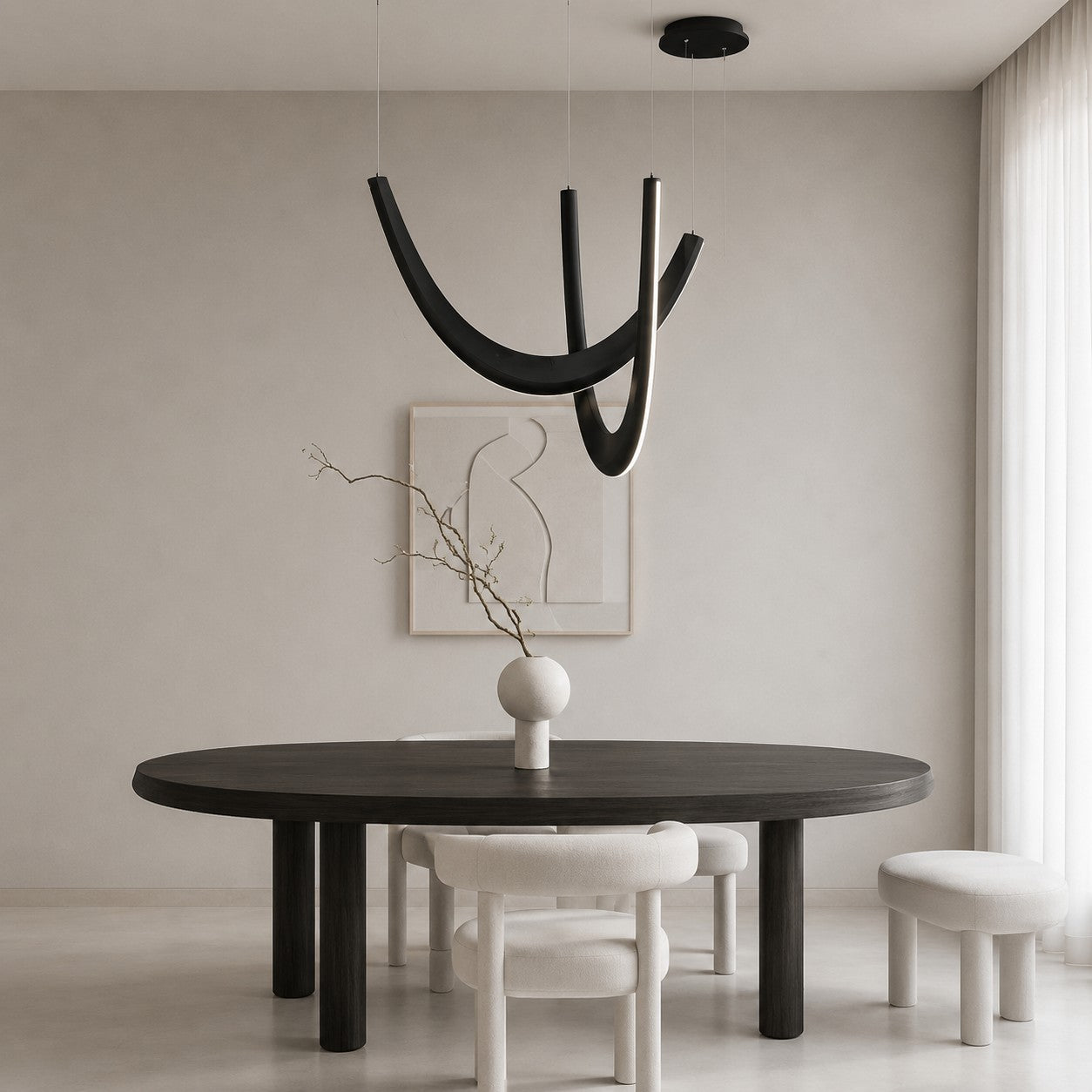 Artistic Living Room And Dining Room Minimalist Modern Solid-wood U-shaped Chandelier  New Design