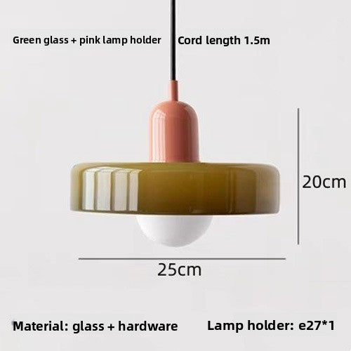 Vintage Glass Pendant Light with Adjustable Hanging Wire