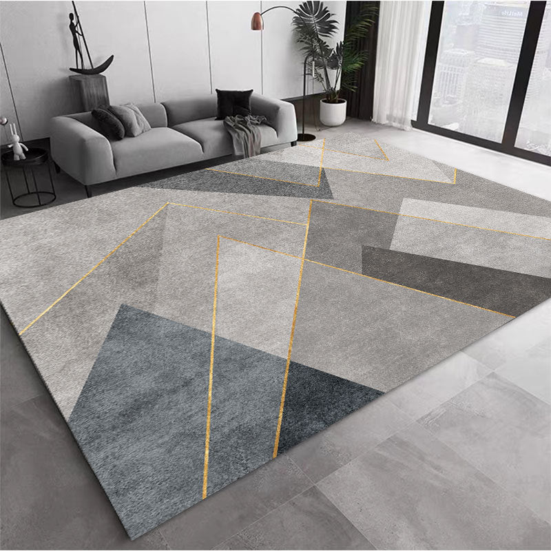 Modern Geometric Stain-Resistant Polyester Carpet