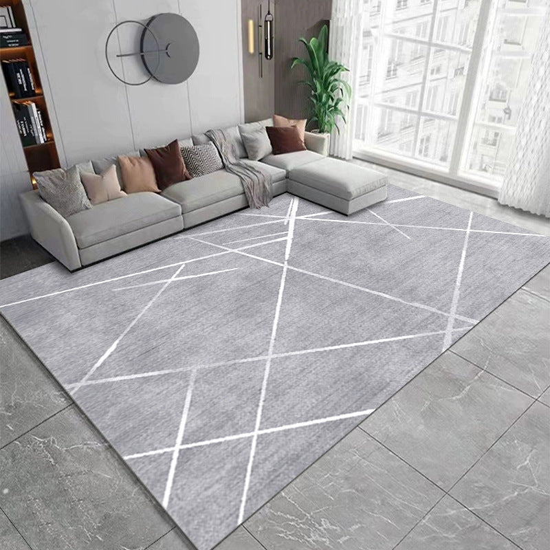 Modern Geometric Stain-Resistant Polyester Carpet