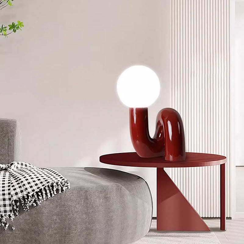 Postmodern Resin and Glass Table Lamp with Three-Color Dimming
