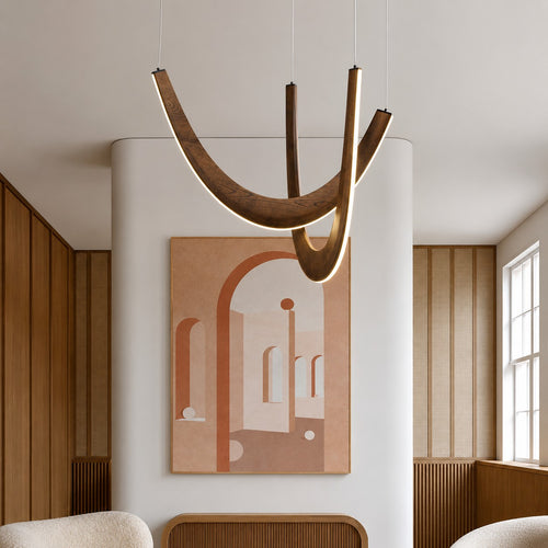 Artistic Living Room And Dining Room Minimalist Modern Solid-wood U-shaped Chandelier  New Design