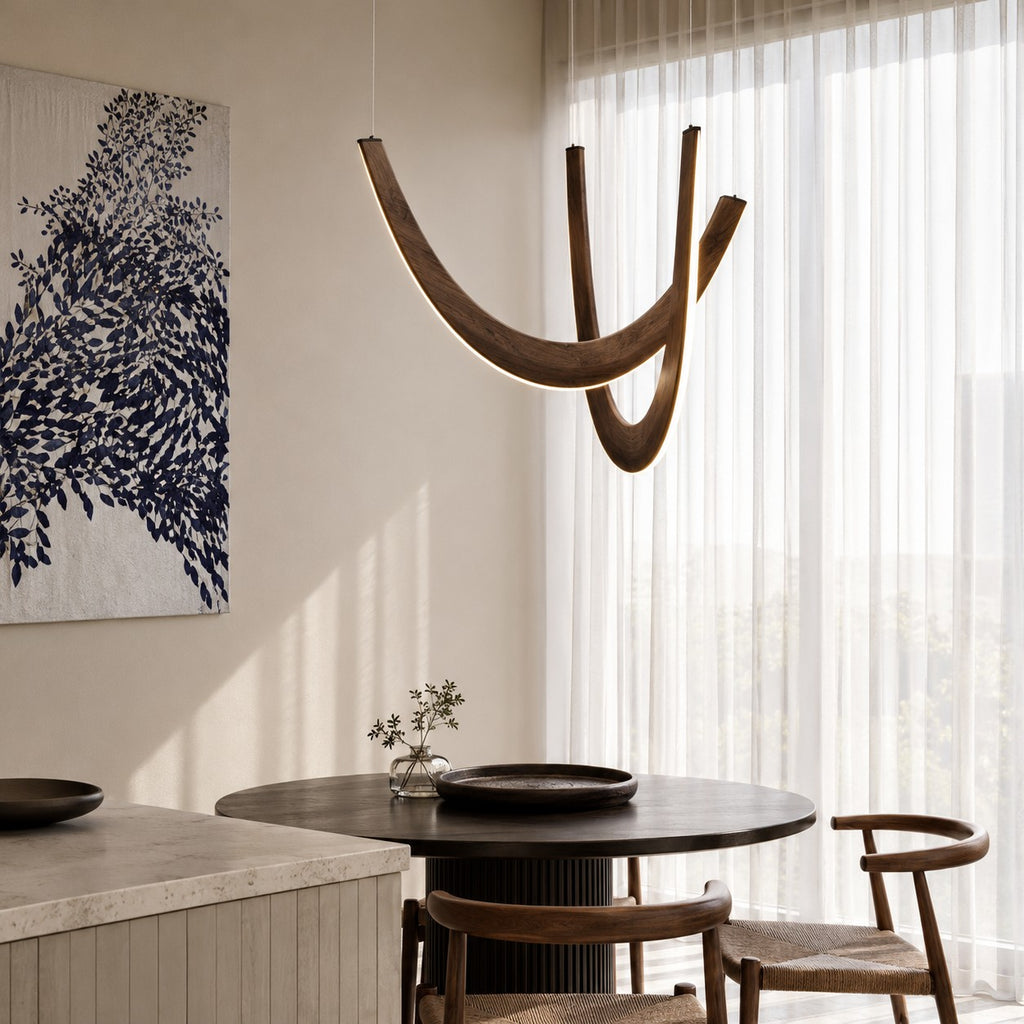 Artistic Living Room And Dining Room Minimalist Modern Solid-wood U-shaped Chandelier  New Design