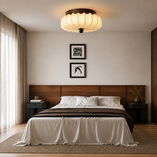 Bedroom Ceiling Lamp Mid-ancient French Retro Fabric