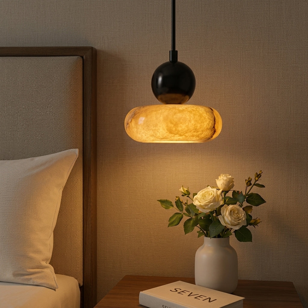 Translucent Bedside Pendant Lamp Marble Finished With A High End Minimalist Design