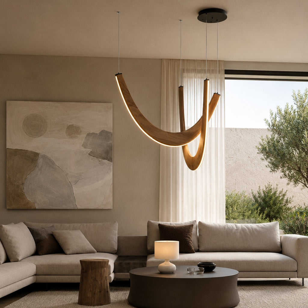 Artistic Living Room And Dining Room Minimalist Modern Solid-wood U-shaped Chandelier  New Design