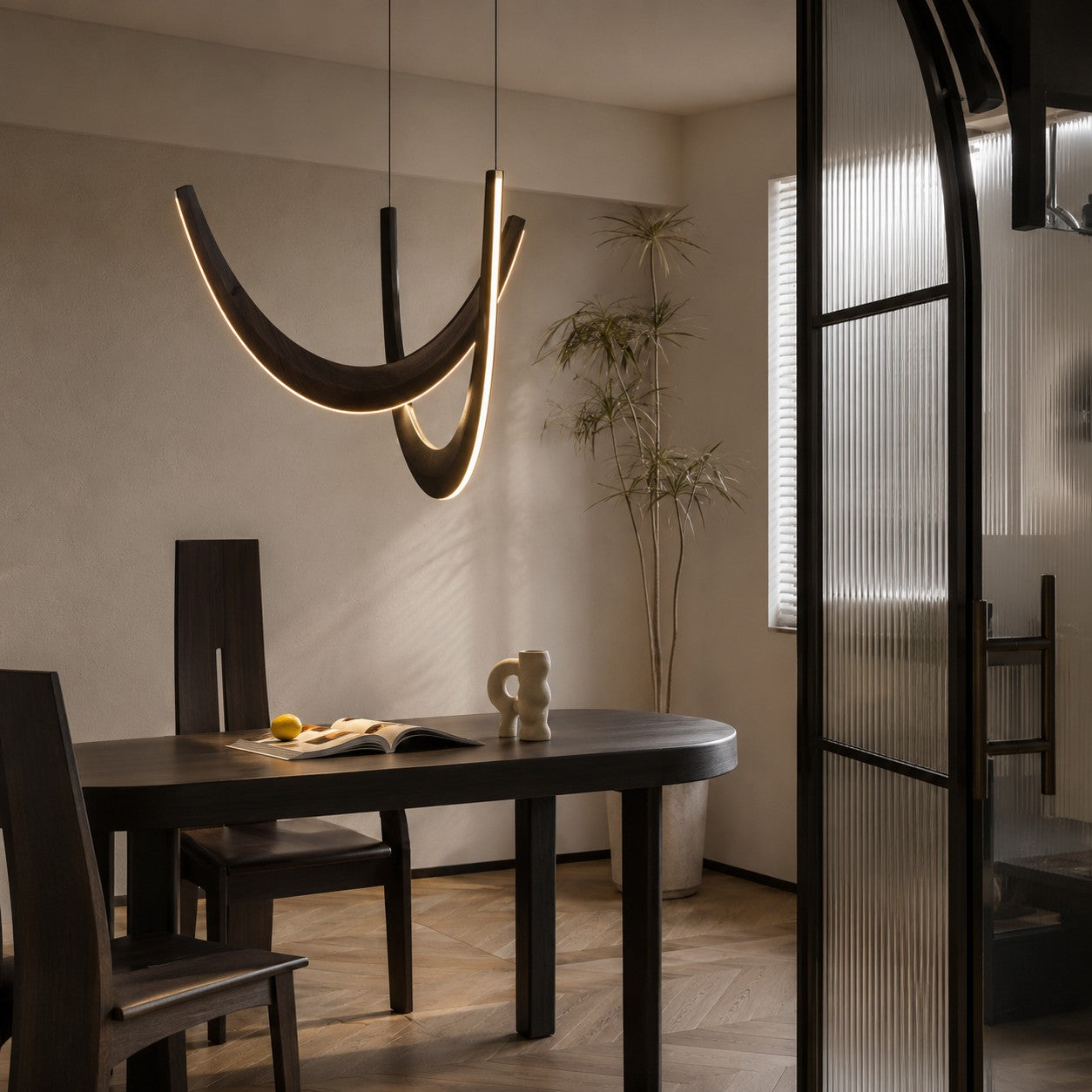 Artistic Living Room And Dining Room Minimalist Modern Solid-wood U-shaped Chandelier  New Design